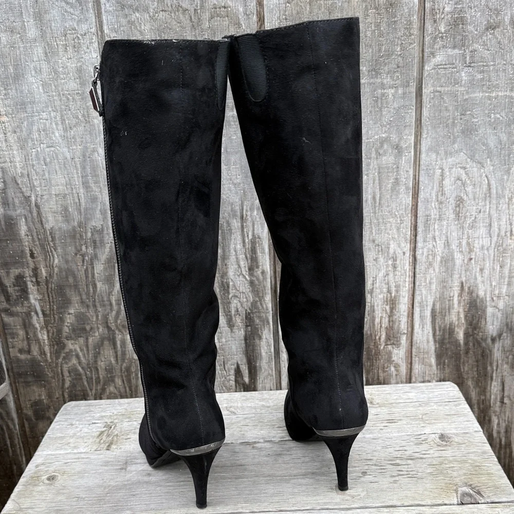 Liz Claiborne Eldridge Black Suede Knee High Boots Size 6
